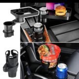 3-in-1 Ultimate Car Organizer: Cup Holder Expander, 360° Dining Tray & Phone Mount