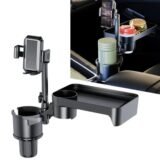 3-in-1 Ultimate Car Organizer: Cup Holder Expander, 360° Dining Tray & Phone Mount