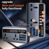 200W Ultimate Car Power Inverter – 9-Port Fast Charging Station (12V/24V)