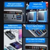 200W Ultimate Car Power Inverter – 9-Port Fast Charging Station (12V/24V)