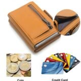 Smart Pop-Up RFID Leather Wallet with Zipper Coin Pocket