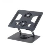 Premium 360° Rotating Aluminum Laptop Stand with Dual Cooling Fans – Adjustable & Ergonomic