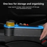 Premium LED Car Seat Gap Organizer – Dual USB Charging, Cup Holder & Ambient Lighting